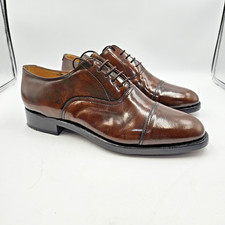 Samuel Windsor Brown All Leather Oxford Lace Up Shoes Handmade High Shine UK 9