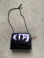 Black patent hand bag - black,