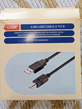 Logik USB-A to USB-B 2.0 Cable for Printer or External Hard Drive 4.8m