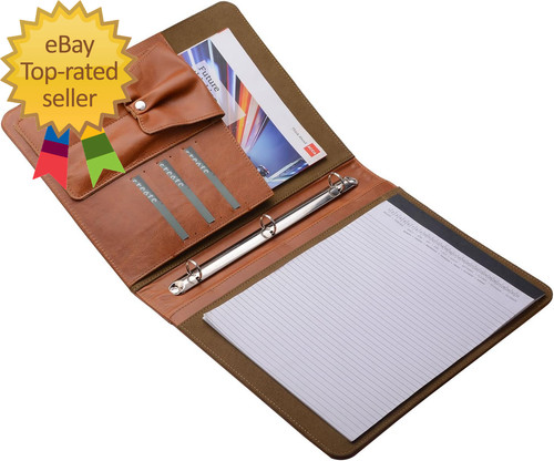 Leather padfolio with ring - with, 3