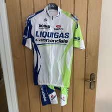 Sugoi Liquigas Cannondale men's cycle jersey & bib short White/Blue/Green Large 