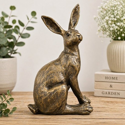 Bronze sitting hare - bronze, rabbit