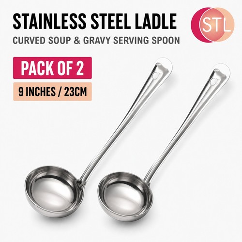 Stainless steel ladle curved - steel,