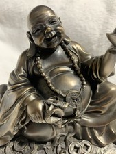 Bronzed Resin Laughing Buddha Statue. 