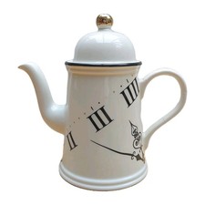 Vtg Arthur Wood Roman Numeral Clock Design Tall Gilded Coffee Pot Domed Lid FLAW