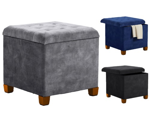 Velvet storage ottoman - storage,