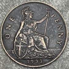 Reproduction 1933 Penny Retro gap filler Rare Date George V United Kingdom Coin