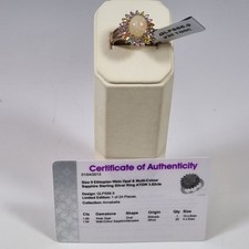 Gemporia Ethiopian Welo Opal & Multi Colour Sapphire Silver Ring Size 9 R-S COA