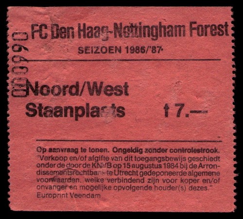 Ticket 1986 ado den - 1986/87, haag