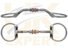EggButt Comfort Barrel Myler Snaffle Action Copper Roller & Inlays Bits 4.5-6.0