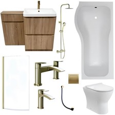 Fluted Oak Vanity & Wc Unit,P