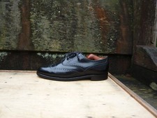 HARRODS VINTAGE BROGUES SHOES BLACK LEATHER UK7.5 MENS EXCELLENT CONDITION