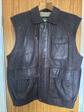 Men’s Hide Park Brown Real Leather Gilet, Size Medium