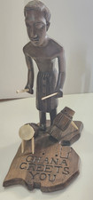 HAND CARVED WOODEN Man STATUE