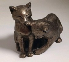 Cat Cast Bronze Sculpture Lucky And Scruff Ornament READ CONDTION