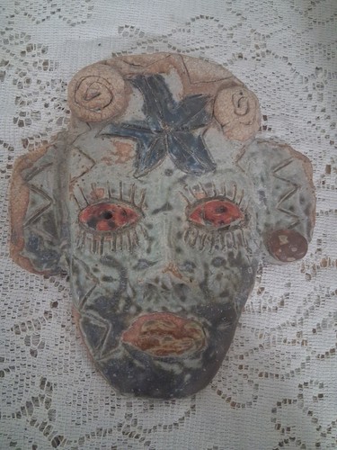 Vintage handmade clay mask - handmade,