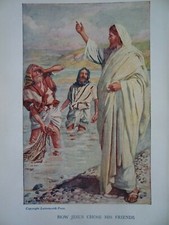 2 Antique Colour Prints The Call of Andrew & Peter + 1 Harold Copping 1863-1932