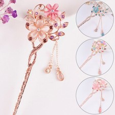 Fashion Women Hairpin Hair Stick Flower Chopsticks Opal Chinese Hair Ornaments