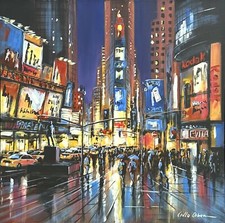 Csilla Orban - Original Painting “In Times Square, New York II” Framed & Signed