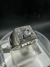 Mens signet ring silver cz