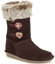 Clarks Girls Snuggle Folk Boots. Size 7 G. Brown.