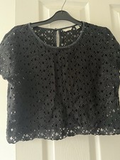 Jack Wills Black Lace T-shirt Size 10