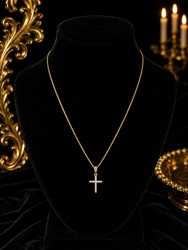 Diamond cross pendant 9ct - diamond,