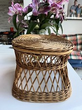 Vintage Stunning Small Wicker Plant Stand Stool Side Table Foot Stool