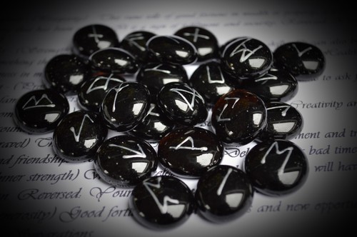 Glass rune stones bag - rune, &