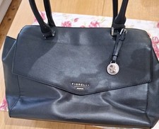 Fiorelli large black Faux Leather HandBag silver tone  Hardware Double Handle