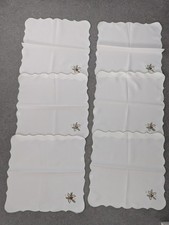 6x Vintage Embroidered Christmas Table Mats Placemats Traymat Candle Holly