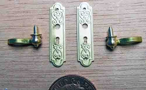 Dolls house door handle and - door,