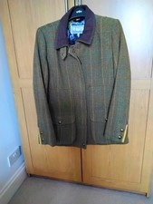 Joules Women's Tweed Field Coat Jacket Green Mix UK Size 16 BNWOT
