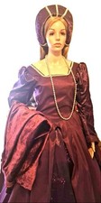 Purple Tudor Gown with 4 layers of Skirts, Headdress and Velvet Capelet 10-12