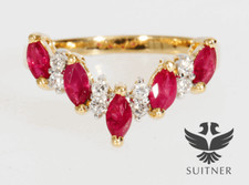 Modern ruby brilliant ring in 750 gold size 58 V cut design