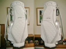 PING Women's Elegance Design Waffle Synthetic Leather White Silver Golf Bag