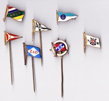 Vintage Nautical Ship Boat Flag pin badges brooch Shipping Company Yachting
