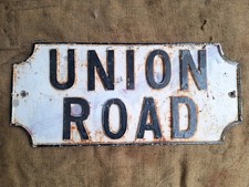 Reclaimed Vintage Cast Iron Street Name Road Sign UNION ROAD FREE UK P&P 