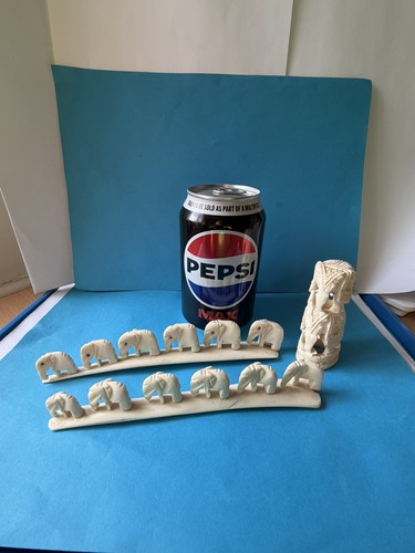 Carved bovine bone - , two