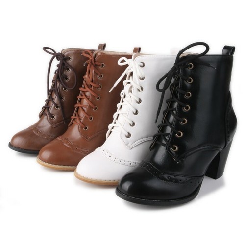 Heels lace boots - heels, retro