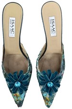 isaac Mizrahi Turquoise Blue slip-on Mules Textile UK5. US8.5. Vintage. Unused