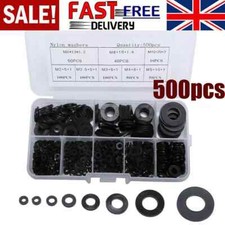 500Pcs Flat Washers Nylon Rubber Rings Plain Repair Gasket Set Assortment M2-M10
