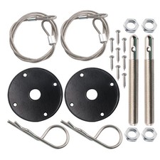 Stainless Steel Mount Car Hood Pins Plate Bonnet Lock Kit Universal Racing Style