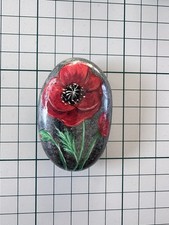 Hand painted rocks stones pebbles, Poppies Flowers