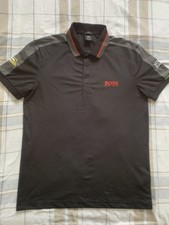 Hugo Boss Paule 3 Polo Shirt - Size Medium - Martin Kaymer - Black & Grey