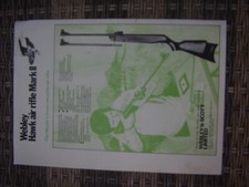 WEBLEY HAWK Mk2 air rifle ORIGINAL ADVERT LEAFLET WITH PARTS LIST
