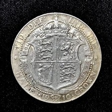 UNITED KINGDOM. 1910 EDWARD VII HALF CROWN. SILVER 925. WEIGHT 14 GRAMS