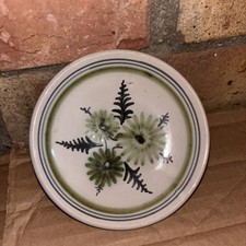Vintage Rye Pottery Trinket Dish / Miniature Plate Floral / Flowers Rare 