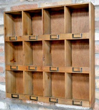 Pigeon Hole Cabinet Wall Storage Shelf Vintage Industrial Apothecary Rustic Unit