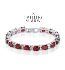 White gold finish red ruby and